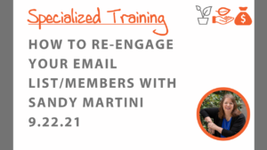 Specialized Training: How to re-engage your email list with Sandy Martini
